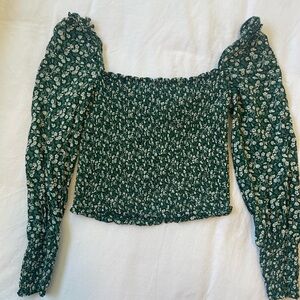 Reformation Green Floral Pinto Blouse Size Small